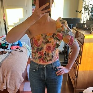 Zara one shoulder floral top